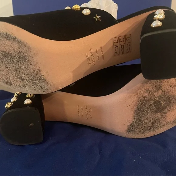 Stuart Weitzman Dohickey Embellished Suede Mule Sandal - Picture 6 of 8